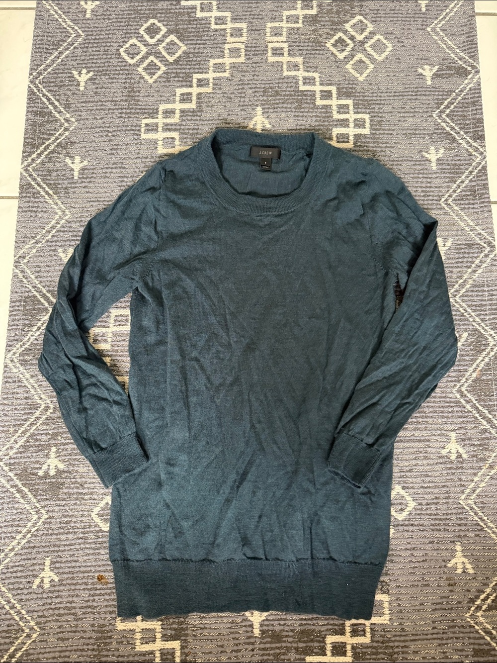 J.Crew Merino Wool Ribbed Detail Sweater Top 3/4 Sleeve
